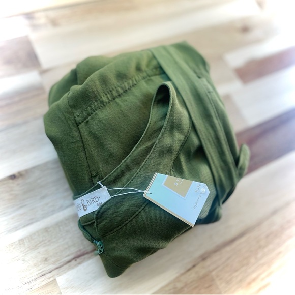 ODDBIRD | S | Olive Ruya Reya Tunic Flowy Short Sleeve Zip Neck Tie Dress - Picture 14 of 15